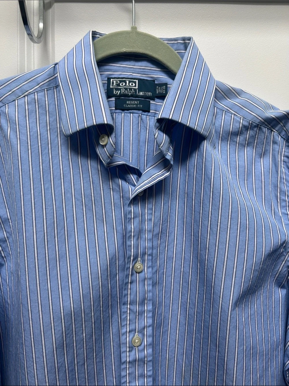 Polo by Ralph Lauren Light Blue & White Stripe Men's Dress Shirt